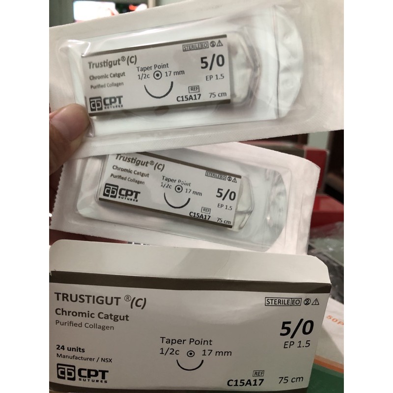 ❤Chỉ phẫu thuật CPT TRUSTIGUT Chromic Catgut chỉ khâu tự tiêu TRUSTIGUT C CHROMIC CATGUT CPT số 2/0 3/0 và 4/0 5/0 6/0