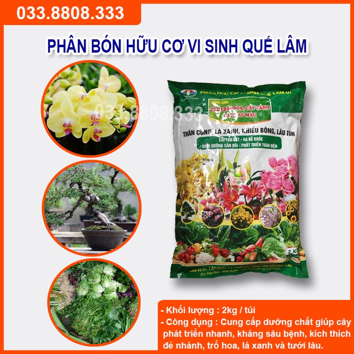 Phân bón hữu cơ vi sinh quế lâm- gói 2kg - chuyên dùng cho rau củ quả