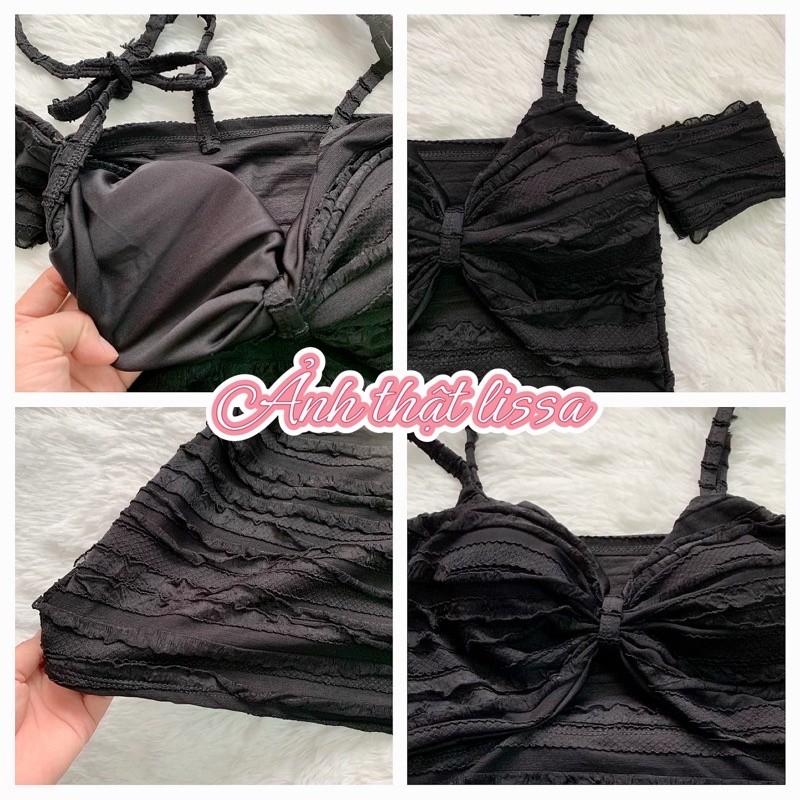Đầm body đầm thun xốp trễ vai Đ32 cột dây dịu dàng nữ tính dự tiệc  Lissa