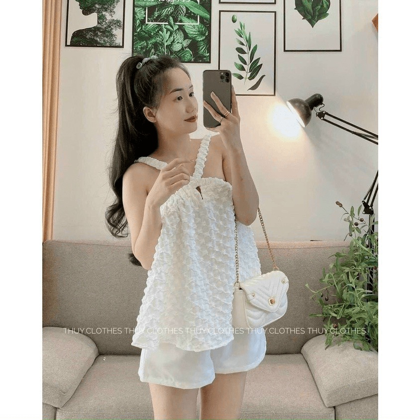 Sét Bộ 2 Món Áo Dây Baby Doll Kèm Quần Đùi Siêu Xinh Chất Đũi Xốp Mặc Đẹp Tôn Dáng [NEW UNISEX]