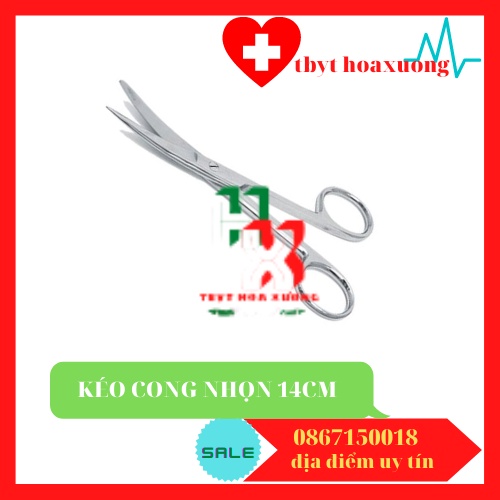 [Hàng Cao Cấp] Kéo Y Tế Cong Nhọn 2 Đầu 14cm - Kéo Cắt Chỉ  Pakistan