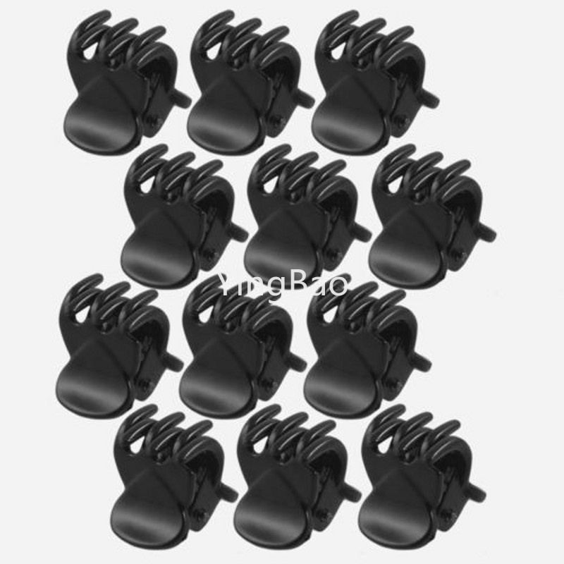 Bộ 10 Kẹp Tóc 6 Móng Vuốt Nhựa Màu Đen Cho Bé