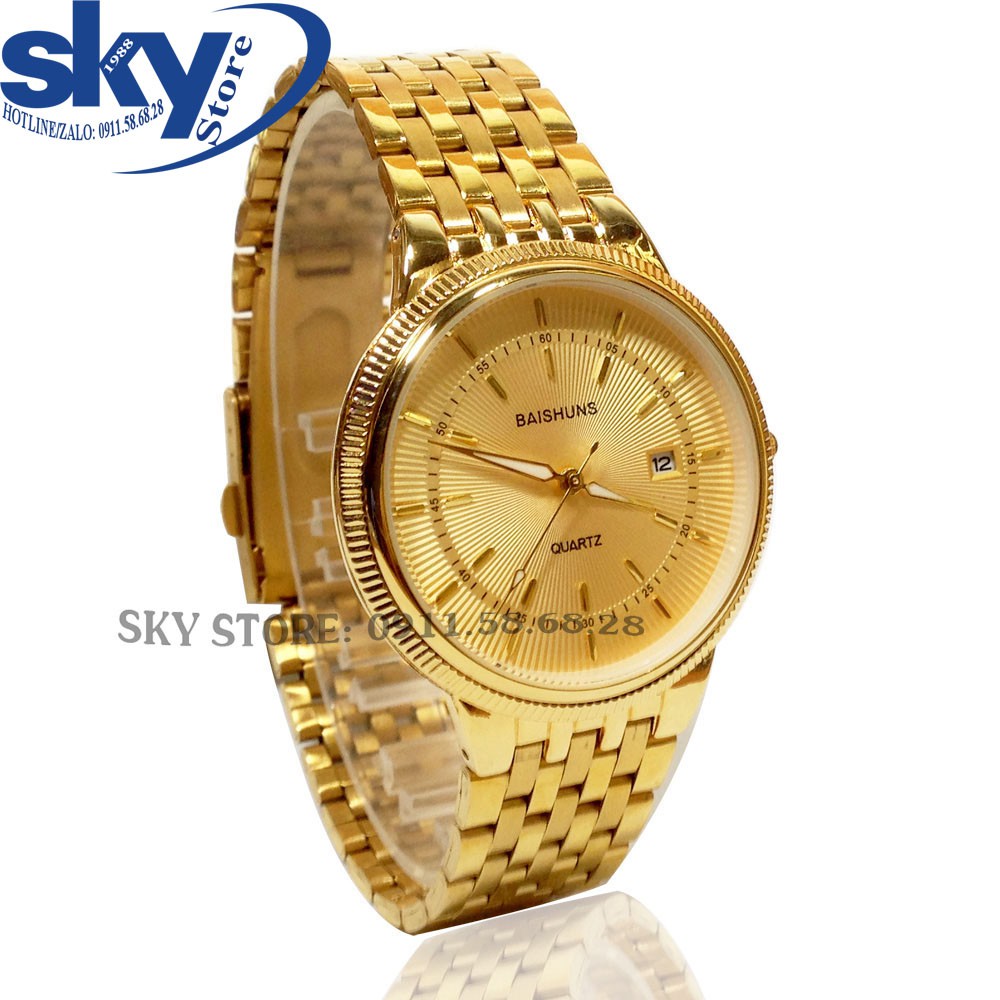 Đồng hồ nam BAISHUNS 8899SKY dây thép không gỉ cao cấp + Tặng kèm vòng tay phong thủy