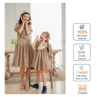 Đầm bé gái LEAH babydoll hoa nhí tay bồng - Berry Dress - Hoa nhí nâu vàng