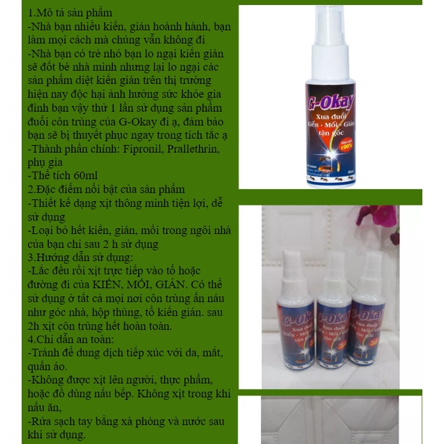 Xịt đuổi muỗi , gián , kiến , mối G-OKAY 550 ml đuổi côn trùng hiệu quả an toàn không mùi