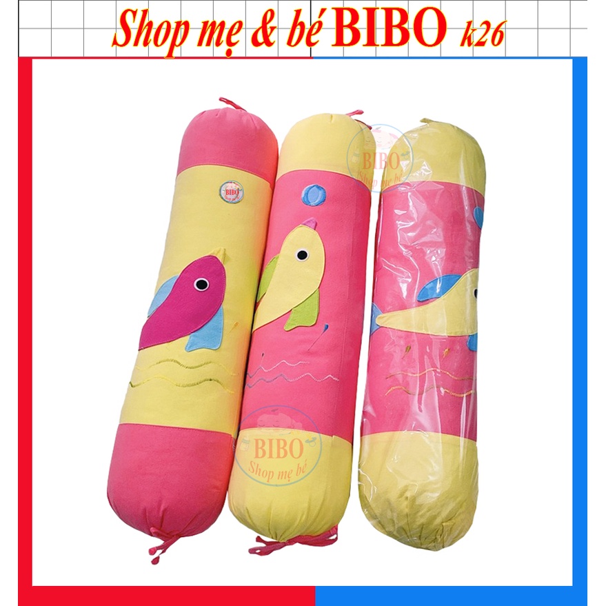 Gối ôm trẻ em dài 70cm, gối cotton mềm mại thoáng mát, họa tiết trên gối đắp hình cá đáng yêu