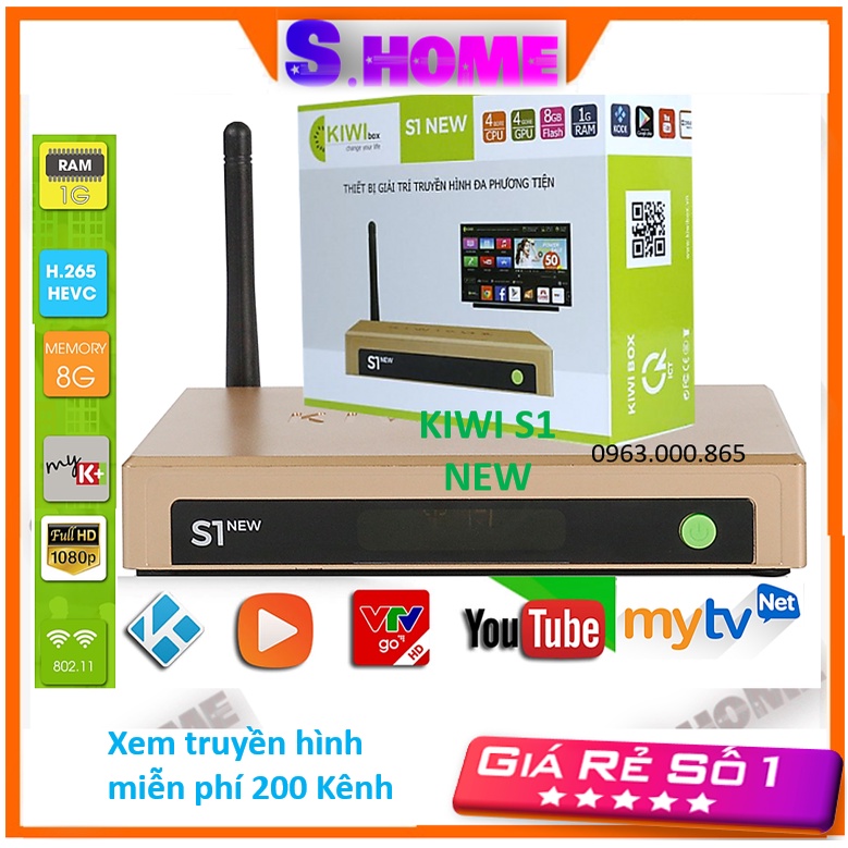 Android TV Box Kiwibox S1 New Kiwi 7.1 Hỗ trợ Điều Khiển Giọng Nói - Hàng Chính Hãng