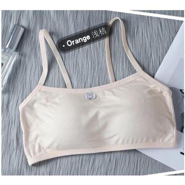 Áo Bra Học Sinh - Áo Lá Học Sinh Cotton Tăm 2 Dây, Ao Lót Học Sinh Có Đệm Ngực 6059 Loại Đẹp