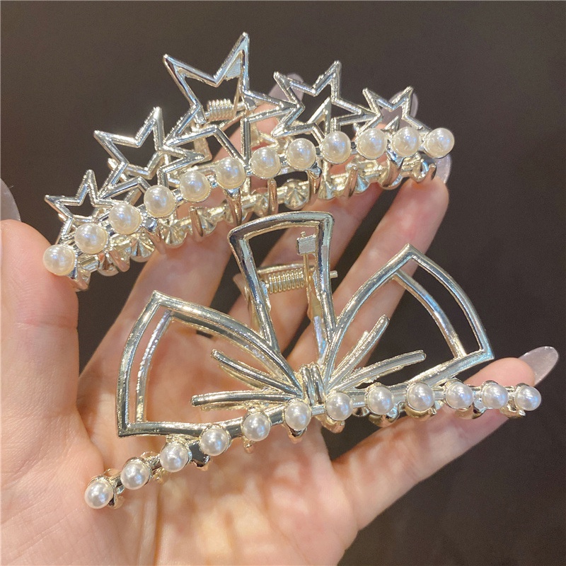 Kẹp càng cua hình chim công/ duôi cá/ trái tim/ hướng dương đính ngọc màu vàng kim