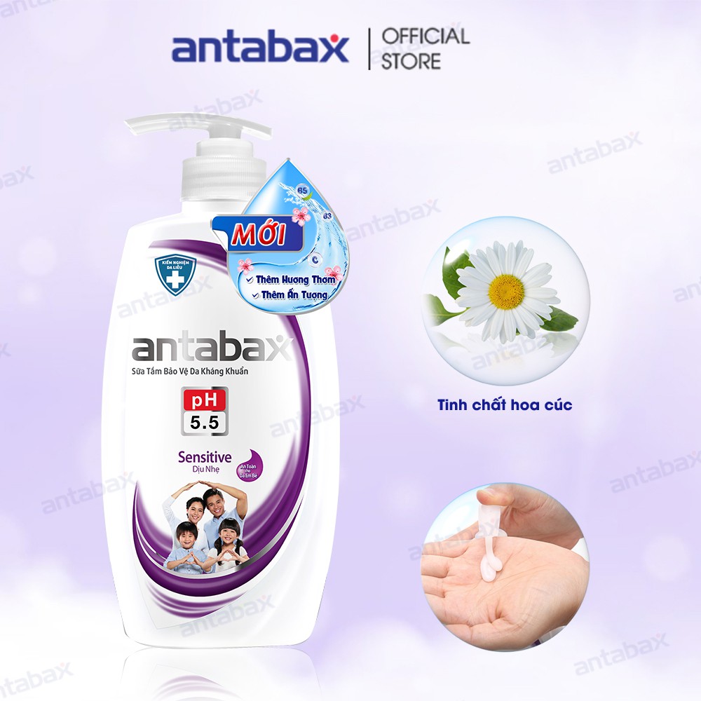 Sữa Tắm Bảo Vệ Da Kháng Khuẩn Antabax Sensitive Dịu Nhẹ 900ml