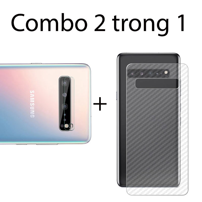 Combo 2 miếng dán camera Samsung S10 5G và 2 miếng dán vân carbon mặt sau