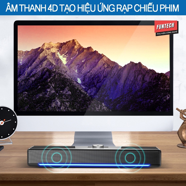 Loa vi tính Bluetooth MAICONG để bàn cho máy tính Laptop PC âm thanh siêu trầm dải Led đẹp thiết kế sang trọng