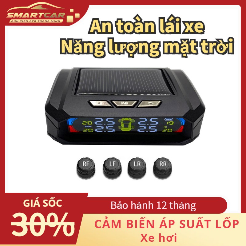 Cảm Biến Áp Suất Lốp Ô Tô TPMS Phiên Bản QUỐC TẾ Màn Hình Màu dùng Năng Lượng Mặt Trời (Loại gắn ngoài van)