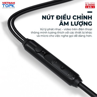 Tai nghe nhét tai có dây TOPK F20 - Chân cắm 3.5mm - Chất liệu TPE dài 1.2m - Hàng chính hãng Bảo hành 12 tháng 1 đổi 1