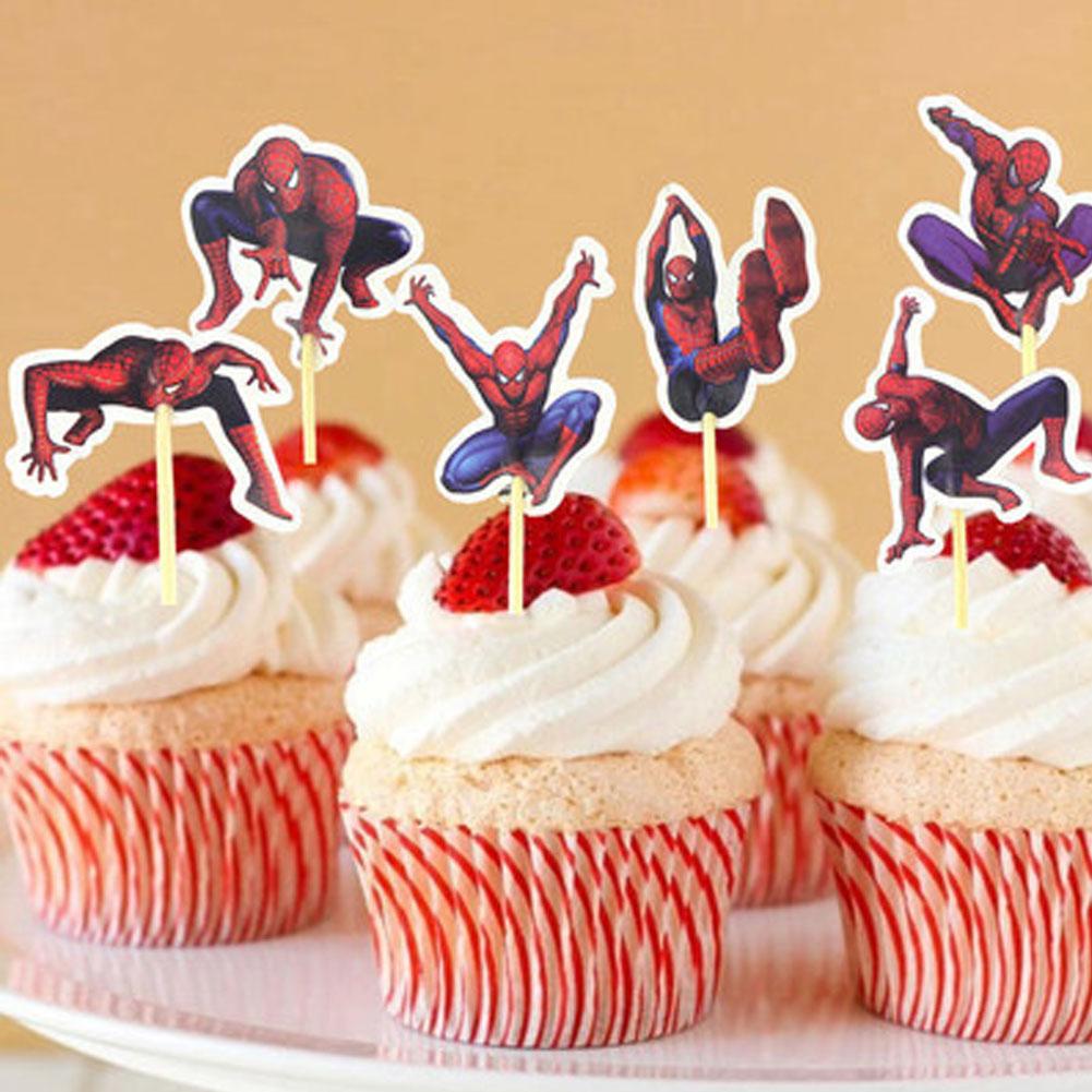 HN 24 CÁI Mô Hình Hoạt Hình Đáng Yêu Trẻ Em Sinh Nhật Cupcake Toppers Lựa Chọn Bánh Tiệc Trang Trí Cờ Tăm