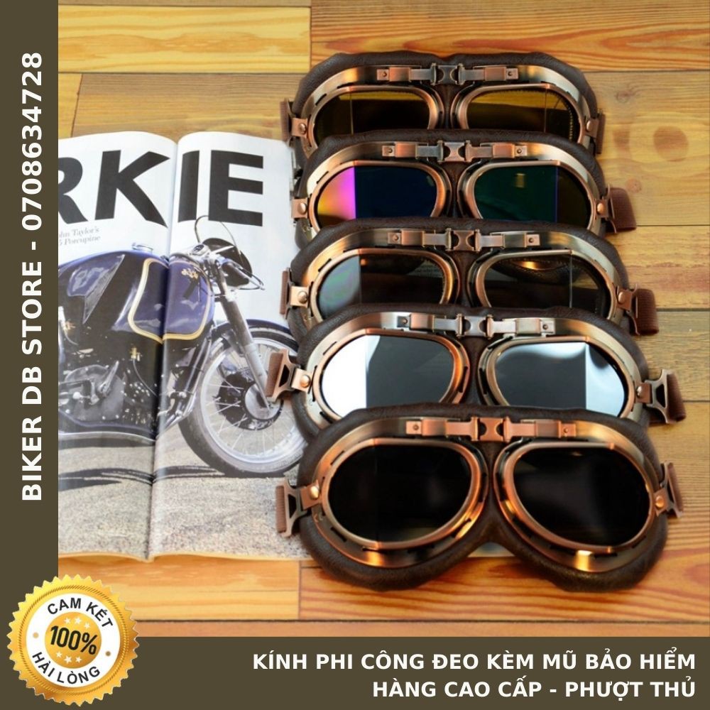 Kính phi công đeo kèm mũ bảo hiểm, nón bảo hiểm 3/4, 1/2 và cào cào | Biker DB Store