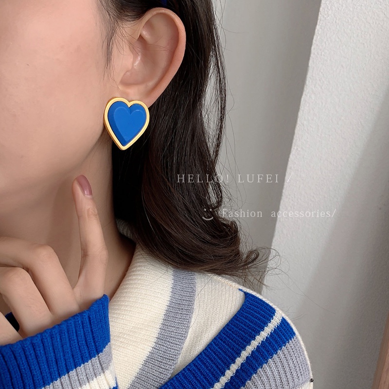 MOCHASHUKhuyên taimàu xanh dương phong cách thời trang Hàn Quốc