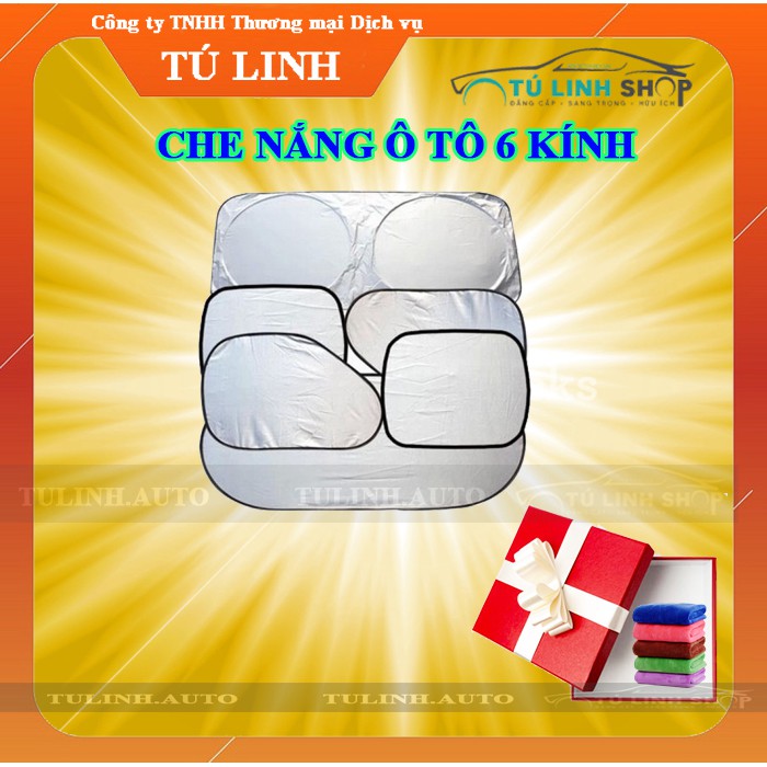 Bộ che nắng 6 món - Tặng 01 khăn lau xe chuyên dụng