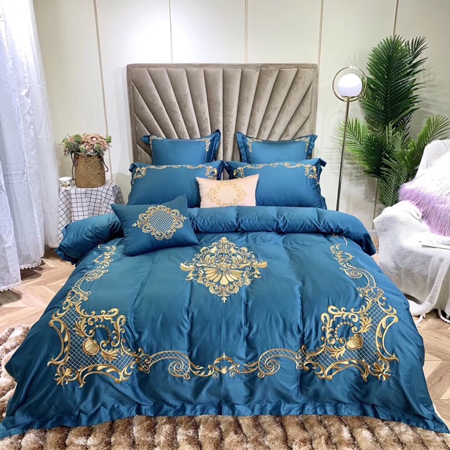 Sét lụa 60s cao cấp xanh 6 món