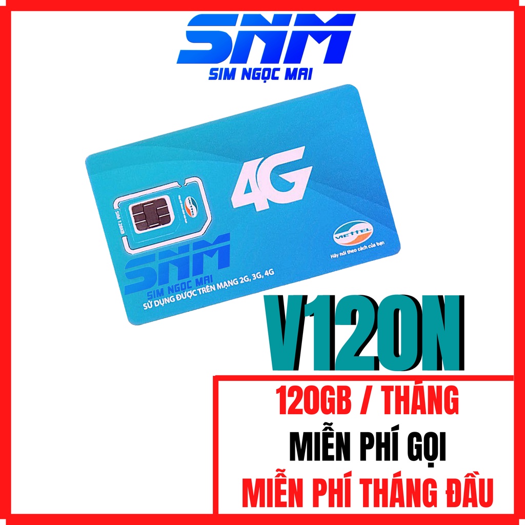 Sim 4G Viettel V120N - V120 - Umax50n - 60GB - 120GB DATA - MIỄN PHÍ GỌI - SIM NGỌC MAI