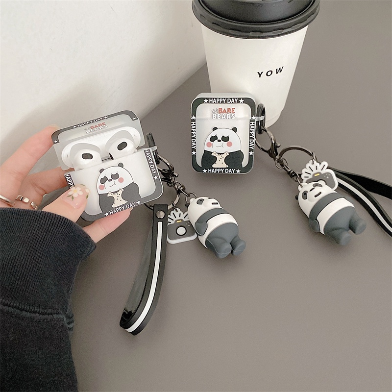 Vỏ Bảo Vệ Hộp Sạc Tai Nghe AirPods Pro 1 2 3 Họa Tiết Gấu Hoạt Hình + Móc Khóa
