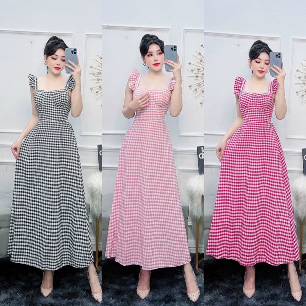 Đầm maxi tay cánh tiên cúp ngực
