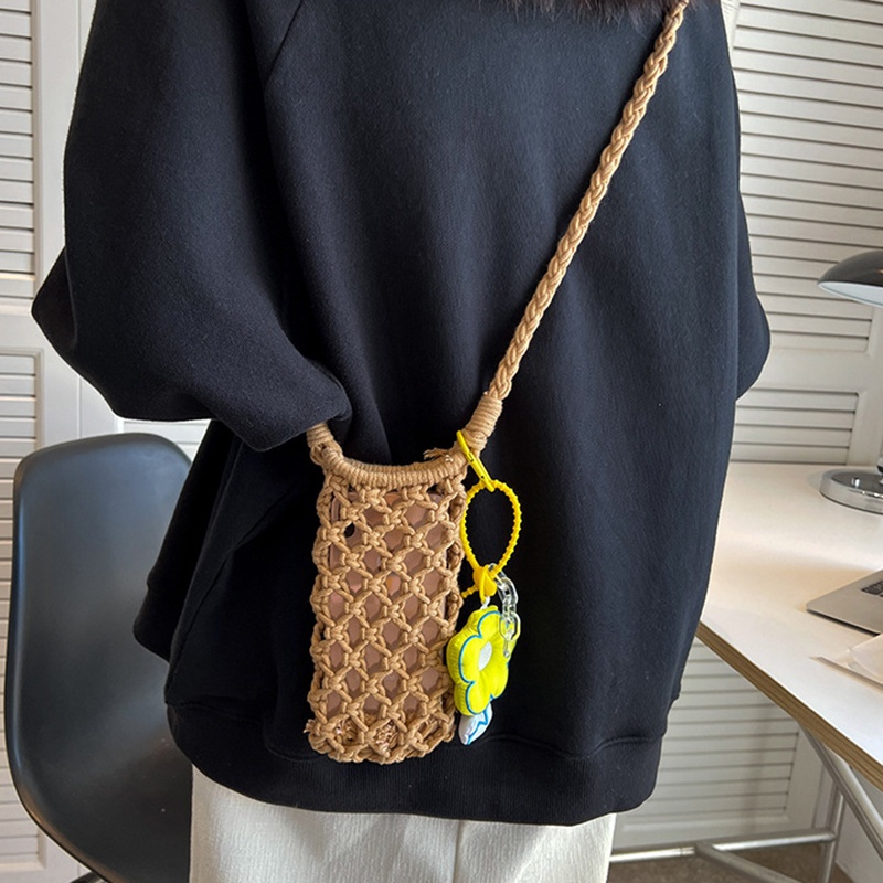 Túi cói IELGY đeo chéo đựng điện thoại thiết kế rỗng thời trang cho nữ