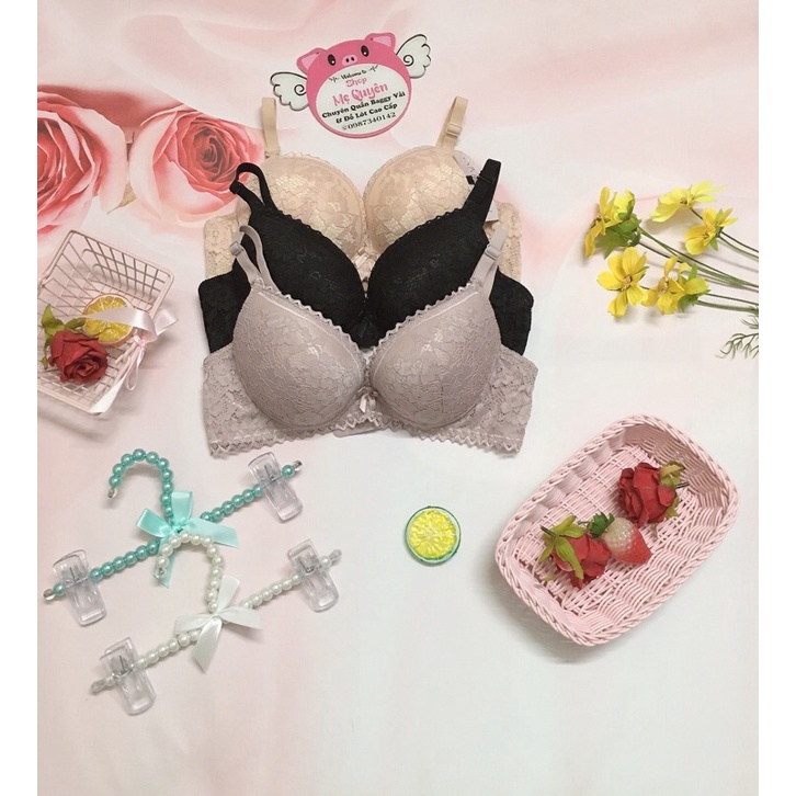 Áo lót ren Thái Lan mút xốp nâng 5cm không gọng- lót lưới chống xệ và giữ form tốt