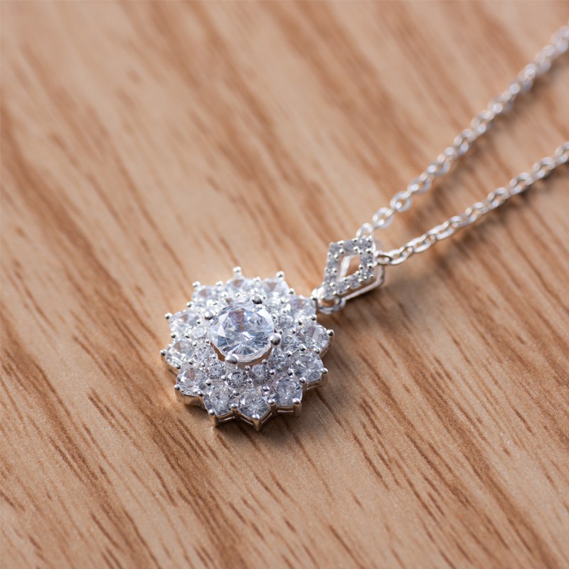 Vòng Cổ Bạc, Dây Chuyền Bạc Hải Liên Hoa Sang Chảnh Nạm Đá Thiết Kế Tinh Tế TNC JEWELLERY