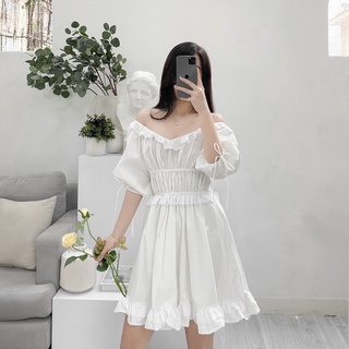 ĐẦM TRẮNG FORM CHỮ A CHÂT VẢI DÀY DẶN - EIRA DRESS
