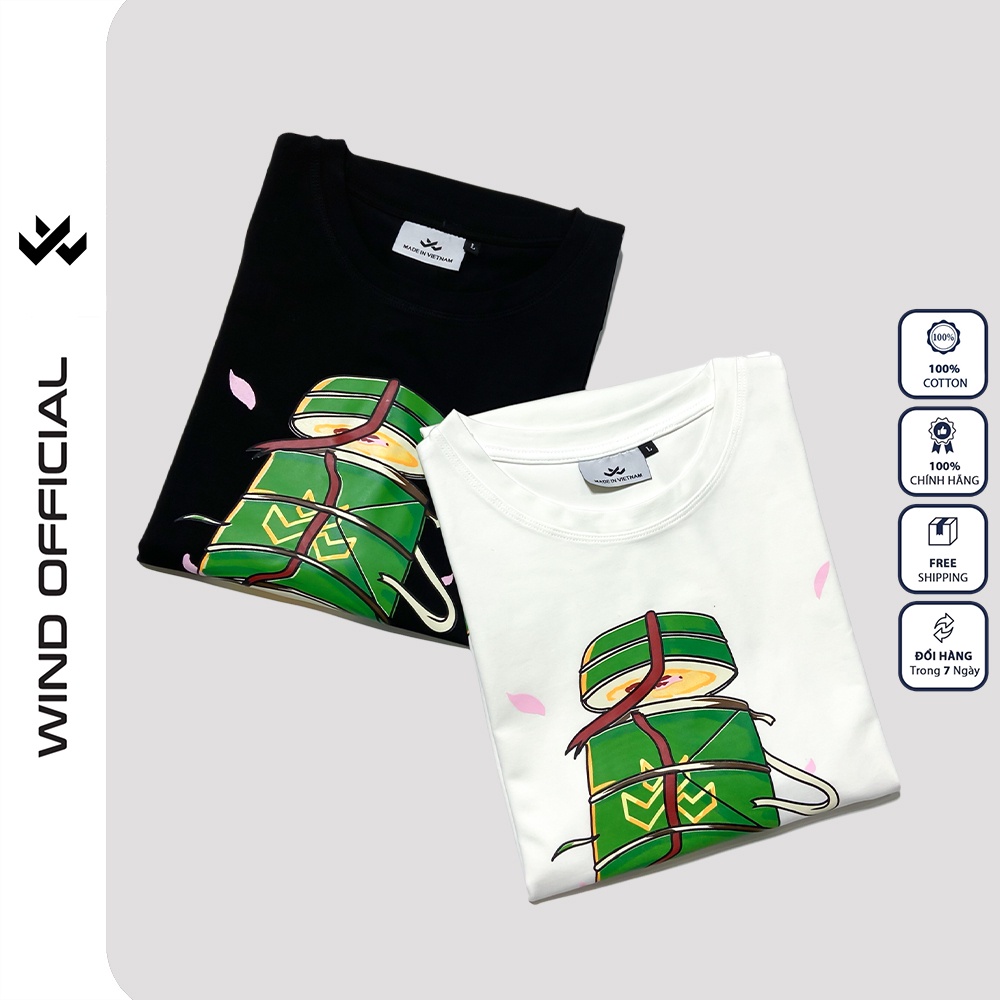 Áo thun tay lỡ unisex WIND 100% cotton phông form rộng nam nữ Bánh Chưng oversize ulzzang