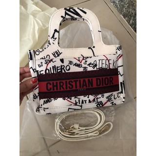 Túi dior thổ cẩm mini size 25cm ( kèm dây đeo)