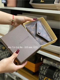 [ẢNH THẬT] - Ví lv mini cúc bấm nâu có sẵn