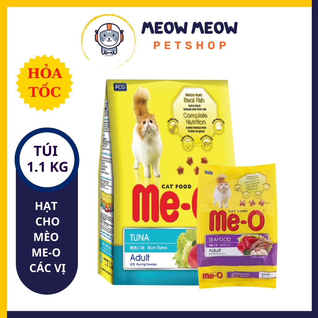 Hạt cho mèo Me-O các loại | Túi 1.2KG | Thức ăn cho mèo trưởng thành.