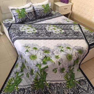 Bộ ga chun chăn hè hoa 3D 