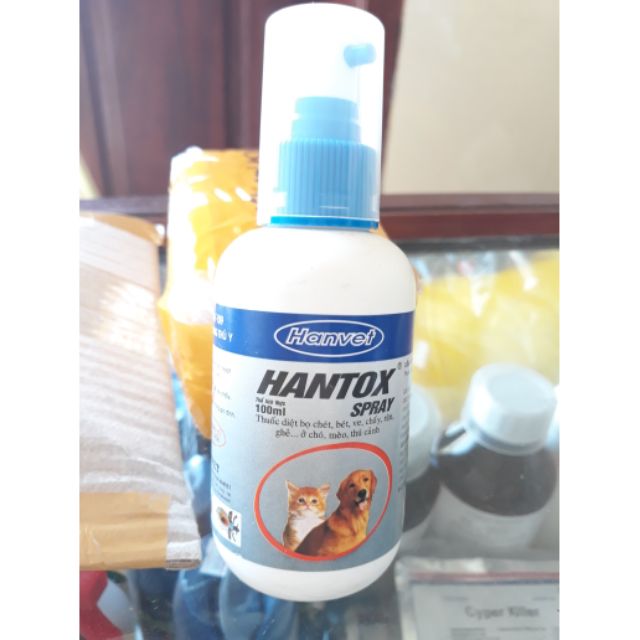 Combo 5 lọ Hantox spray 100ml - thuốc diệt bọ chét, bét, ve , rận, , ghẻ ở chó mèo, thú cảnh