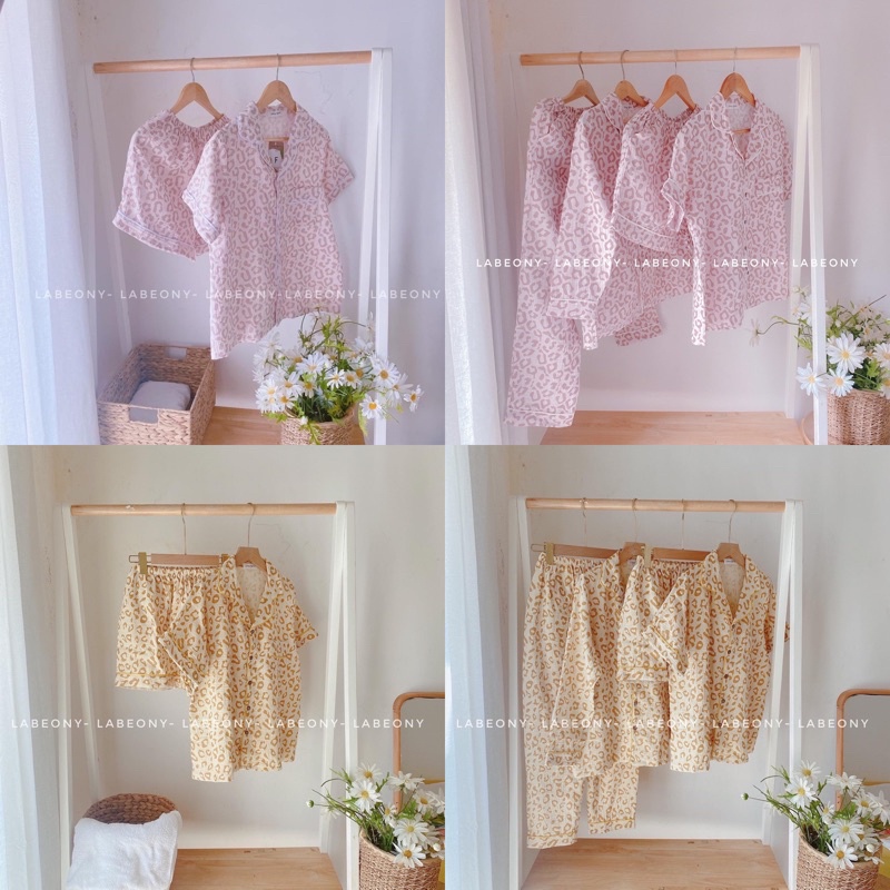 Đồ mặc ở nhà Pyjamas đồ bộ nữ beo muslin cao cấp Labeony