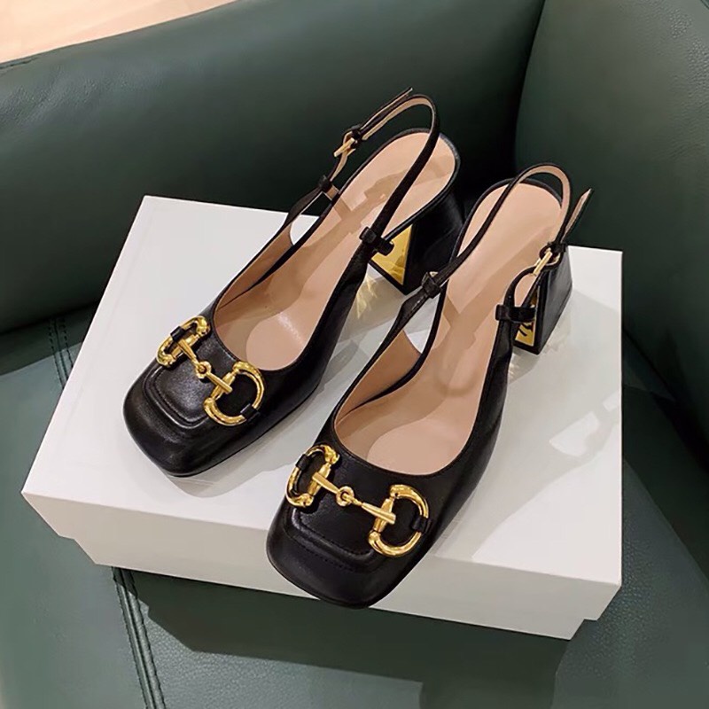 Giày cao gót nữ quai xích 7 cm phong cach trẻ trung Vintage cực hót hít