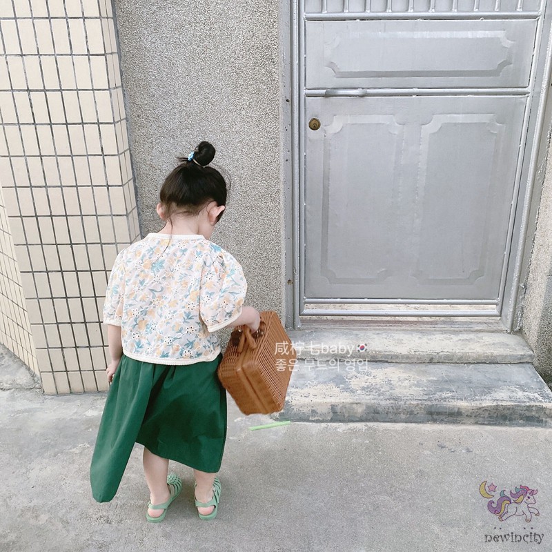 Set Áo In Hoa + Chân Váy Đáng Yêu Xinh Xắn Cho Bé Gái