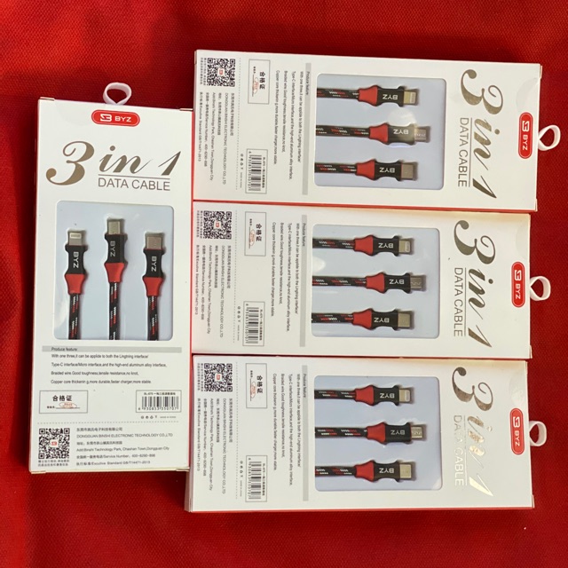 Cáp sạc 3 in 1 chính hãng BYZ