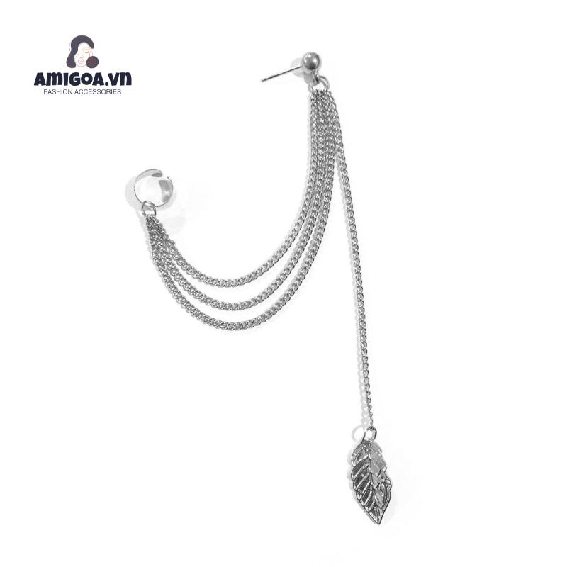 Bông Tai Hợp Kim Hình Lá Tua Rua Đơn Giản Đa Năng