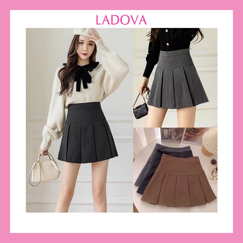 Chân váy ngắn xếp ly to chữ A cạp cao có bigsize hách dáng phong cách trẻ trung năng động LADOVA CV29