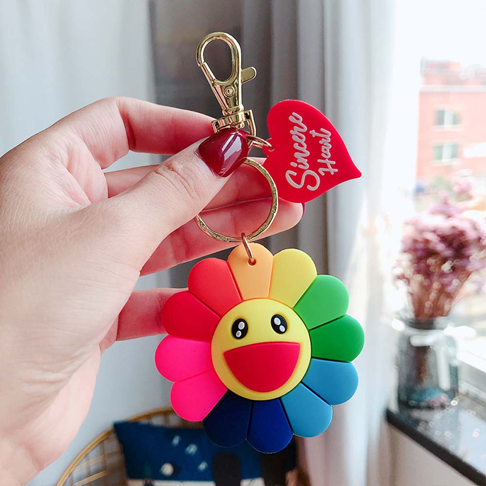 Móc Khóa Hình Hoa Hướng Dương Cười Nhiều Màu Sắc Dễ Thương
