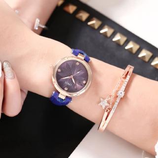 Đồng Hồ Quartz Đính Đá Với Dây Đeo Da