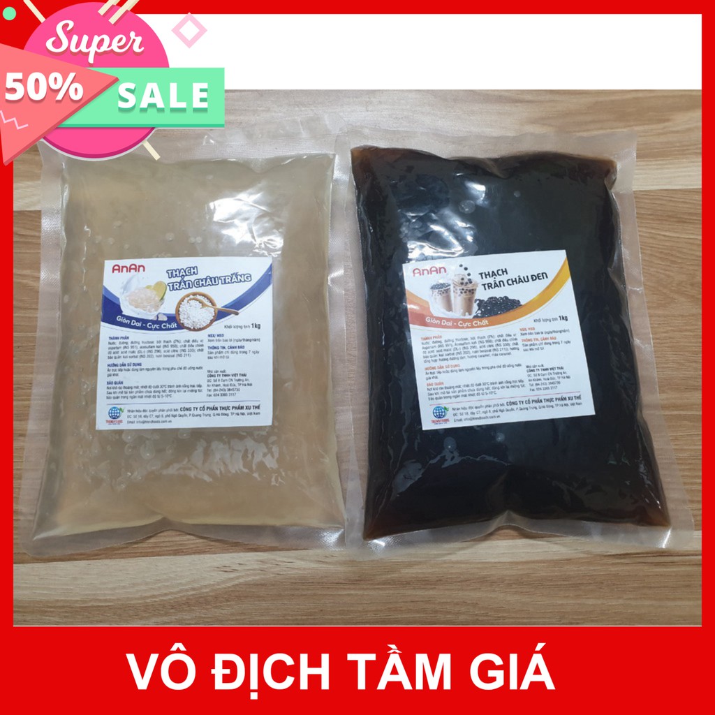 Thạch 3q trắng gói 1kg - trân châu ngọc trai loại 1kg tiện dụng