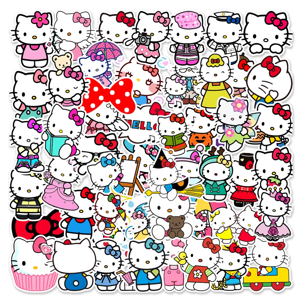 [ 50 hình] Sticker Cute Trang Trí Mũ Bảo Hiểm Nhãn Dán Chống Thấm Nước Sticker Hoạt Hình animal Dán Laptop mẫu mèo Kitty
