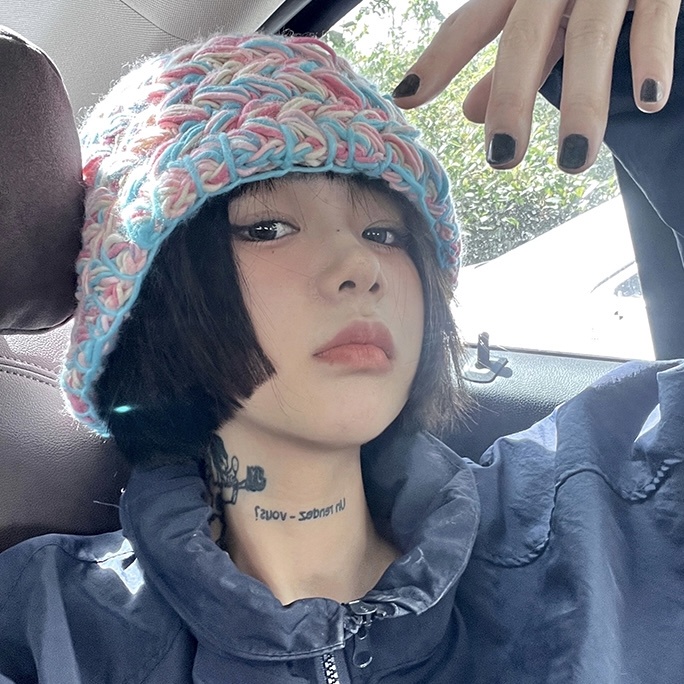 Mũ đan dệt MG STUDIO thiết kế phối nhiều màu thời trang