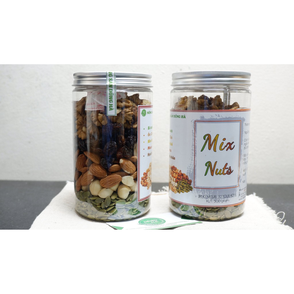 1 hộp Mix Nuts 500g nâng cấp lên 6 vị cao cấp mới gồm nhân óc, điều, hạnh nhân, nhân macca, dẻ, bí