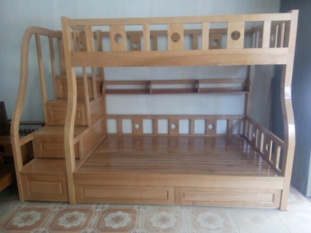 Giường tầng gỗ sồi