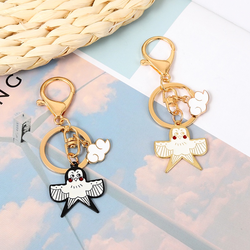 Móc khóa QIHE JEWELRY hình chim én màu vàng/ đen làm quà tặng cho bạn bè